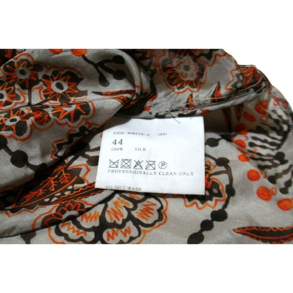 Hanii Y 100% Silk Boho Peasant Top Womens Small Brown Floral Vintage Designer - Picture 7 of 10